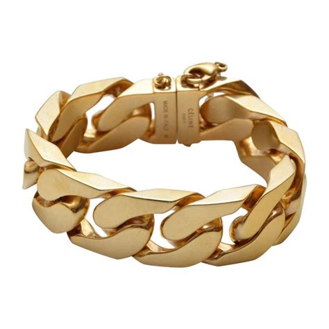 celine chunky gold bracelet|Celine Chunky Cuban Chain Link Bracelet .